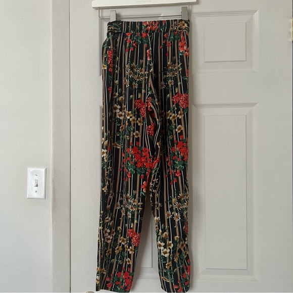 Zara Multicolor Floral Striped Pants XS - Picture 5 of 9